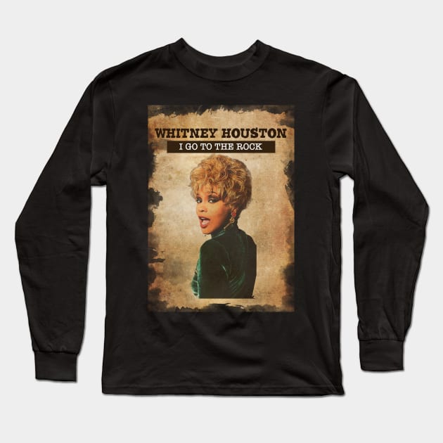 Vintage Old Paper 80s Style Whitney Houston Long Sleeve T-Shirt by Madesu Art